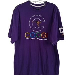 COOGI embroidered Short Sleeve Tee Shirt Mens Size L Purple